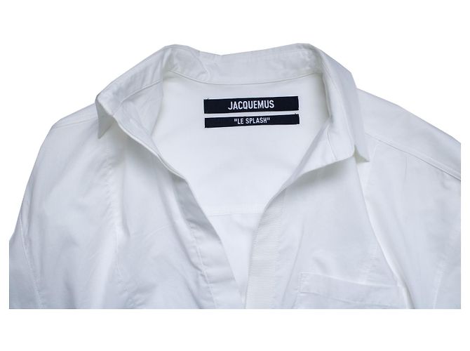Jacquemus, la blusa cropped de algodón splash en blanco - vista 5