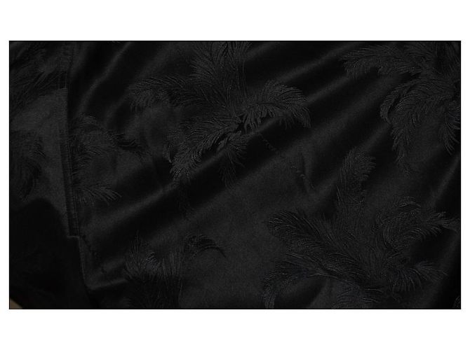 Saint Laurent, Schwarze Satin-Bomberjacke mit Palmendruck - Ansicht 6