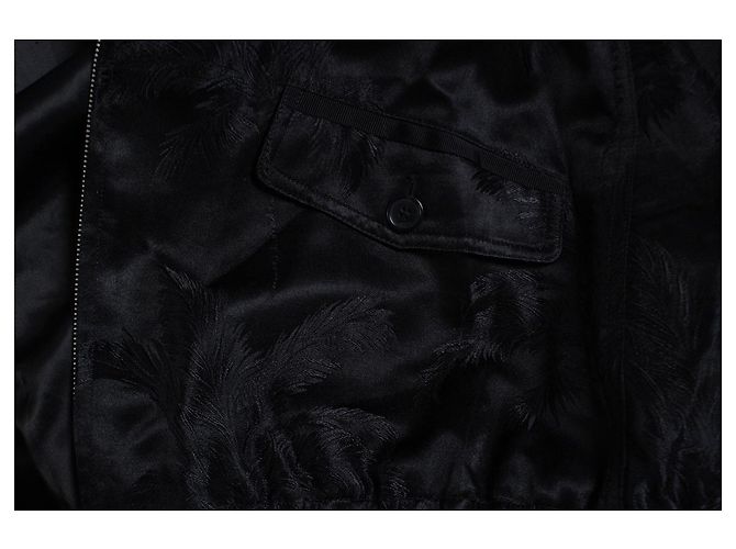 Saint Laurent, Schwarze Satin-Bomberjacke mit Palmendruck - Ansicht 8