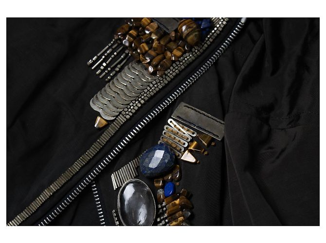 Giacca bomber nera decorata di Dries van Noten Nero - vista 6