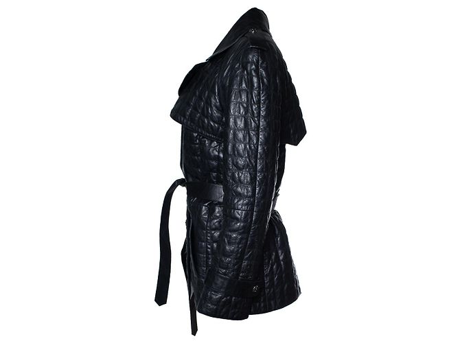 Schwarze gesteppte Lederjacke von Chanel 2006 - Ansicht 2