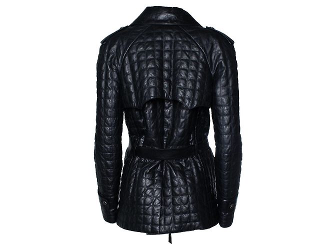 Schwarze gesteppte Lederjacke von Chanel 2006 - Ansicht 3
