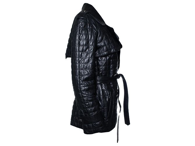 Schwarze gesteppte Lederjacke von Chanel 2006 - Ansicht 4