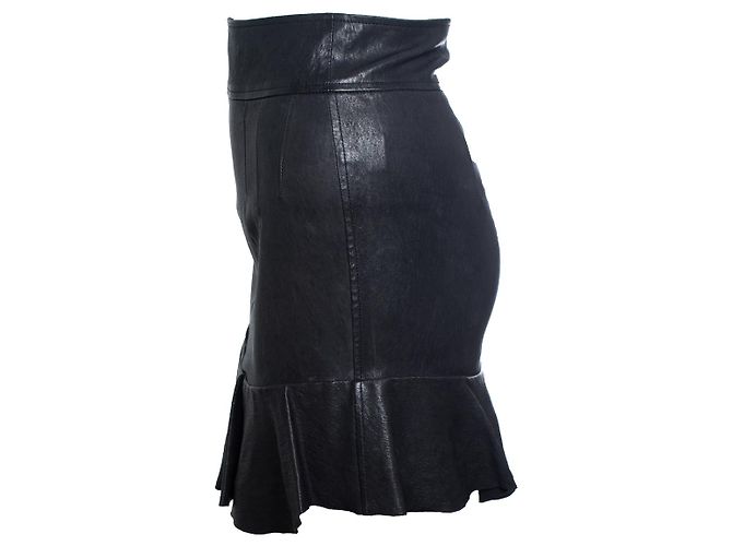 Falda de cuero Isabel Marant con volantes Negro - vista 2