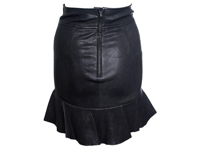 Falda de cuero Isabel Marant con volantes Negro - vista 3
