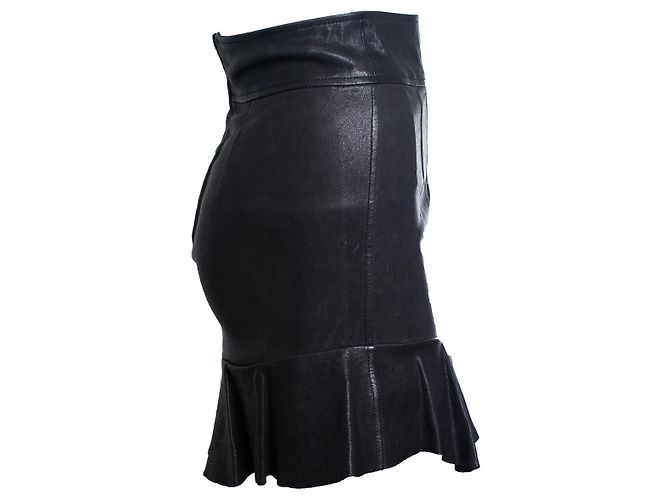 Falda de cuero Isabel Marant con volantes Negro - vista 4
