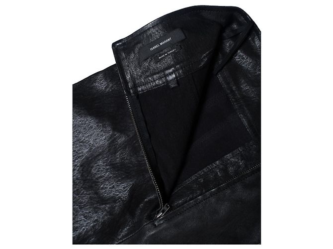 Falda de cuero Isabel Marant con volantes Negro - vista 6