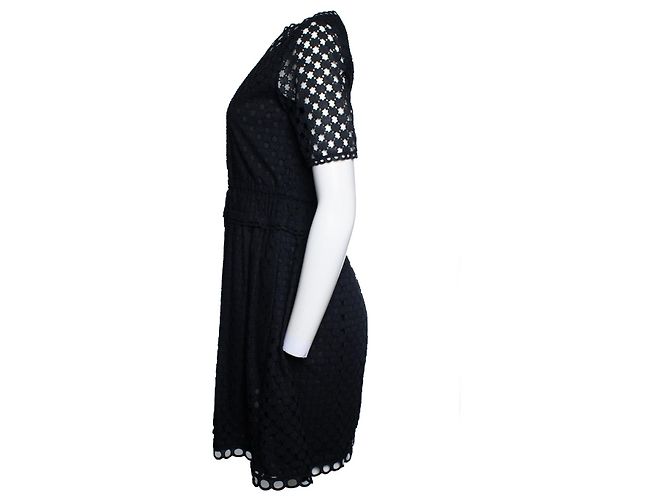 Carven, Mini-Kleid mit Spitzenmuster Schwarz - Ansicht 3