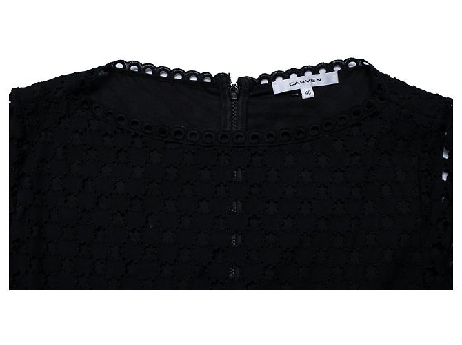 Carven, Mini-Kleid mit Spitzenmuster Schwarz - Ansicht 6