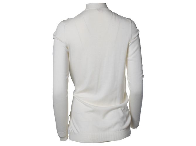 Hermès, weißer Cardigan mit Schnallen-Gürtel - Ansicht 3