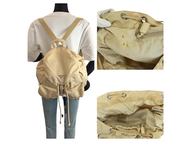 Prada Nylon-Leder Rucksack Braun Beige - Ansicht 7