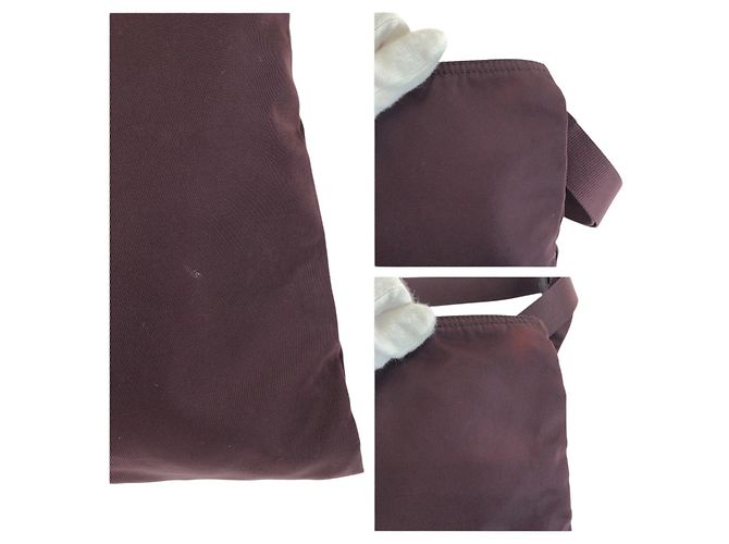 Borsa a spalla Prada in nylon tessuto con logo triangolare Rosso - vista 5
