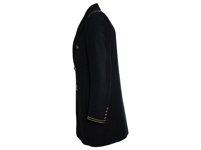 Saint Laurent, schwarzer Mantel 2020 mit militärischen Details - Ansicht 4