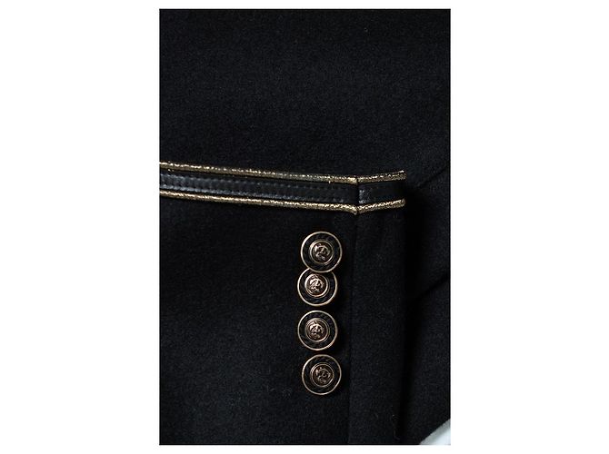 Saint Laurent, schwarzer Mantel 2020 mit militärischen Details - Ansicht 7