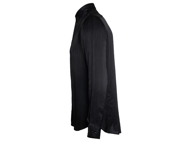 Camicia in seta nera a righe Saint Laurent Nero - vista 2