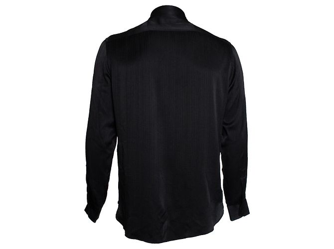 Camicia in seta nera a righe Saint Laurent Nero - vista 3