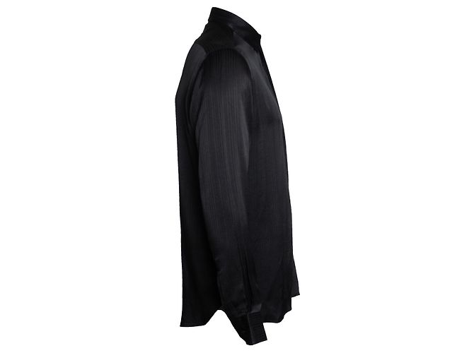 Camicia in seta nera a righe Saint Laurent Nero - vista 4