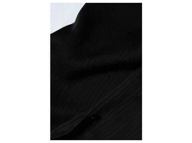 Camicia in seta nera a righe Saint Laurent Nero - vista 7