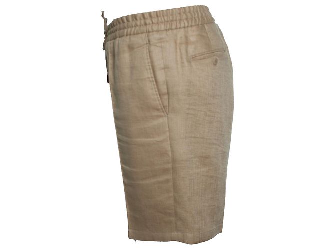 Brioni, bermuda in lino marrone shorts Sidney - vista 4