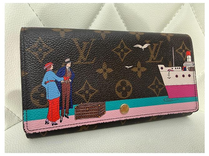Louis Vuitton Monogram Transatlantic Sarah Wallet Limited Edition Brown Pink White Blue - view 11