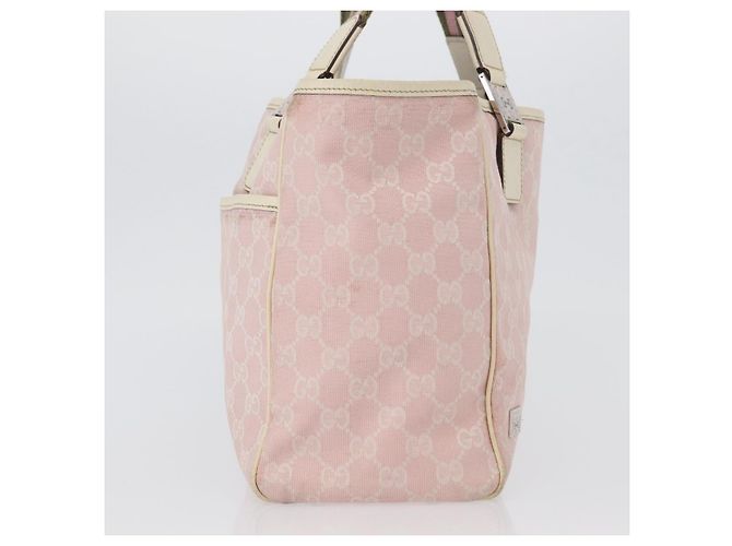 Gucci Web Handle Buckle Tote aus GG Canvas und Leder Medium Pink - Ansicht 4