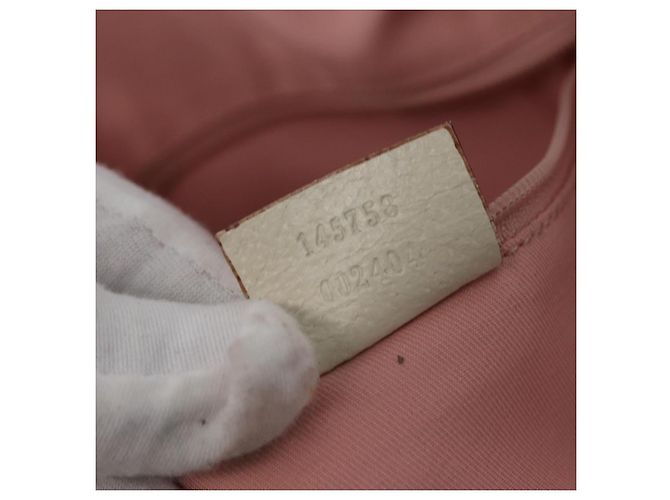 Gucci Web Handle Buckle Tote aus GG Canvas und Leder Medium Pink - Ansicht 7