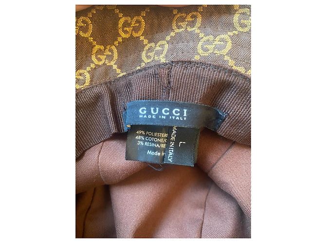 Cappello Bucket Gucci GG Supreme Canvas Marrone e Giallo - vista 7
