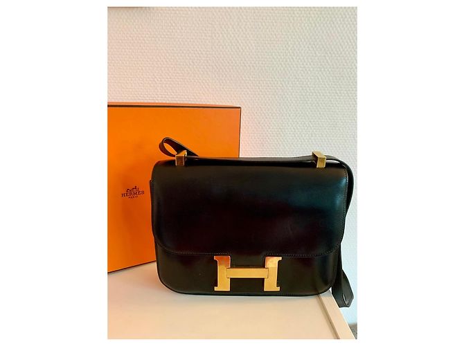 Borsa a tracolla Hermès Constance in pelle nera Nero - vista 9