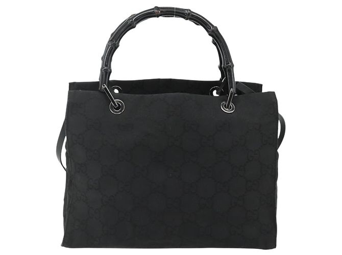 Gucci Vintage Bamboo Handle Tote GG Canvas Medium Schwarz - Ansicht 2