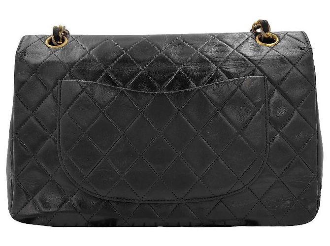 Chanel Double Chain Flap Bag Quilted Leather Medium Black - view 2
