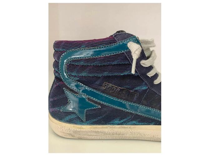 Golden Goose Slide Sneakers Alte Blu Navy e Viola - vista 2