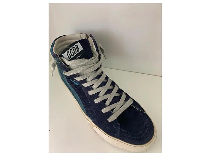 Golden Goose Slide Sneakers Alte Blu Navy e Viola - vista 3