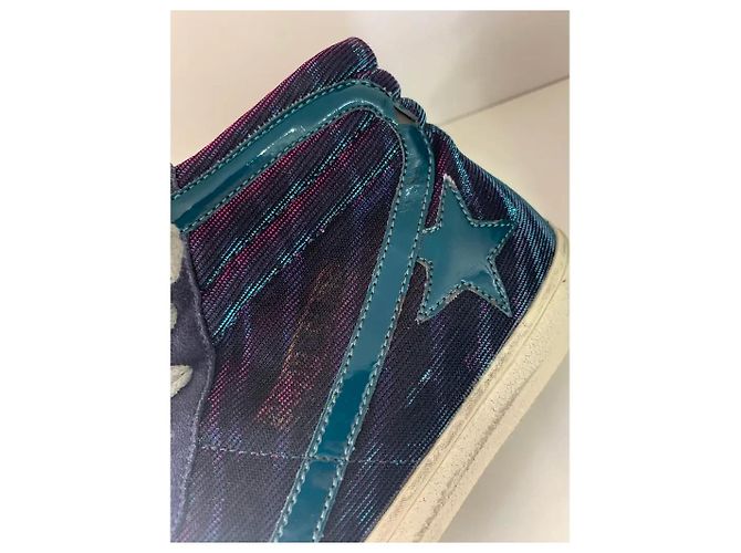 Golden Goose Slide Sneakers Alte Blu Navy e Viola - vista 4