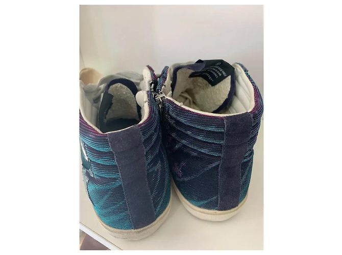 Golden Goose Slide Sneakers Alte Blu Navy e Viola - vista 7