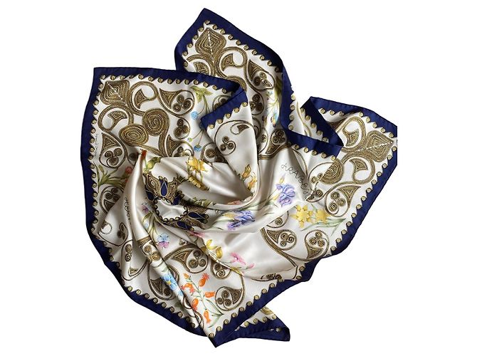 Sciarpa Hermès Arabesques Seta Blu Navy Multicolore - vista 13