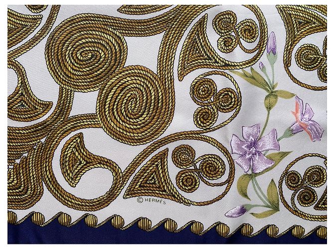 Sciarpa Hermès Arabesques Seta Blu Navy Multicolore - vista 3