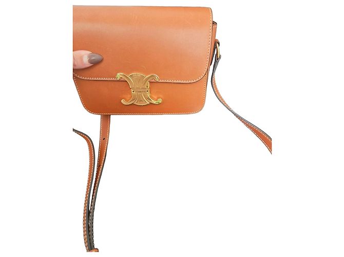 Céline Borsa Celine Triomphe Pelle Caramello Marrone - vista 2