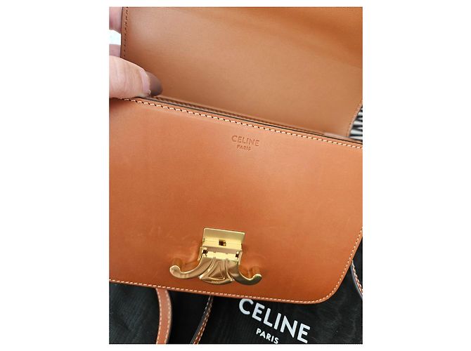 Céline Borsa Celine Triomphe Pelle Caramello Marrone - vista 6