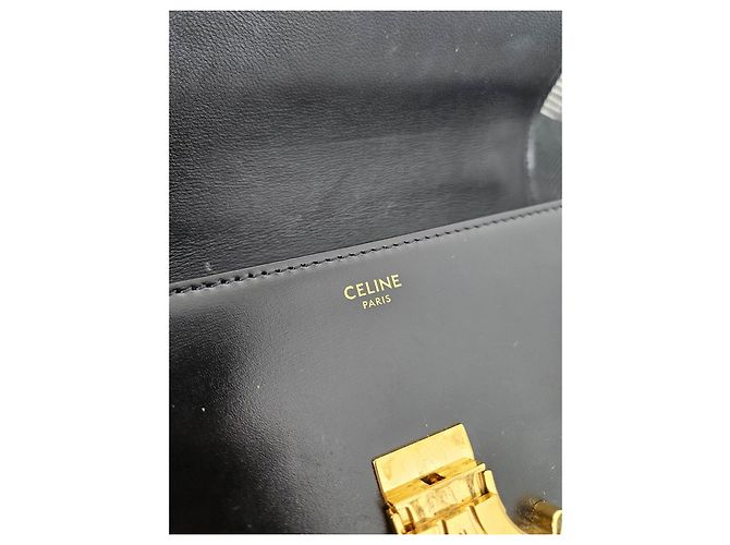 Céline Bolsa Celine Triomphe couro preto - vista 7