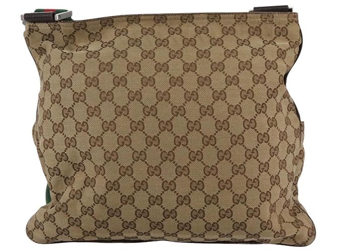 Gucci Double Pocket Web Messenger GG Canvas and leather Medium Marrone - vista 2