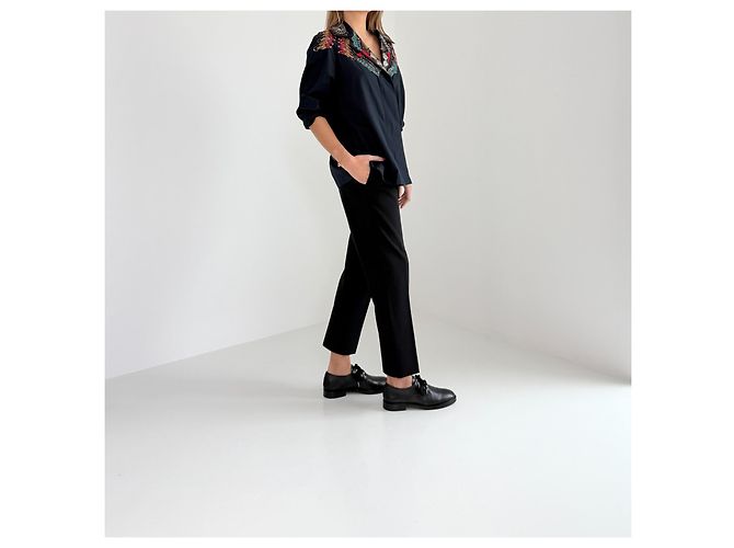 Giacca camicia ricamata Dries Van Noten blu notte in cotone pezzo statement Blu navy - vista 5