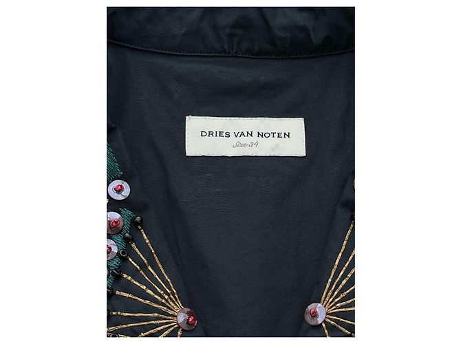 Giacca camicia ricamata Dries Van Noten blu notte in cotone pezzo statement Blu navy - vista 7