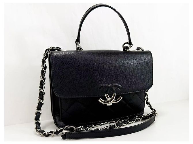 Chanel Vintage Box Flap gestepptes Leder medium Schwarz - Ansicht 2