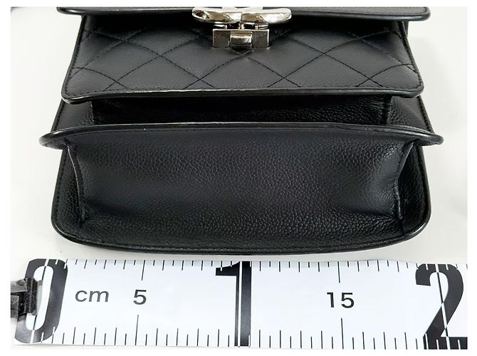 Chanel Vintage Box Flap gestepptes Leder medium Schwarz - Ansicht 4