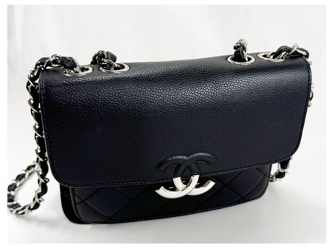 Chanel Vintage Box Flap gestepptes Leder medium Schwarz - Ansicht 6