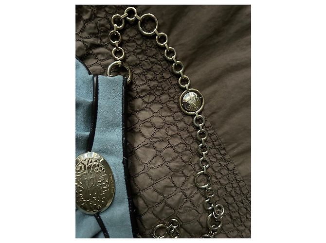 Clutch Lancel Brigitte Bardot Blu Suede - vista 7