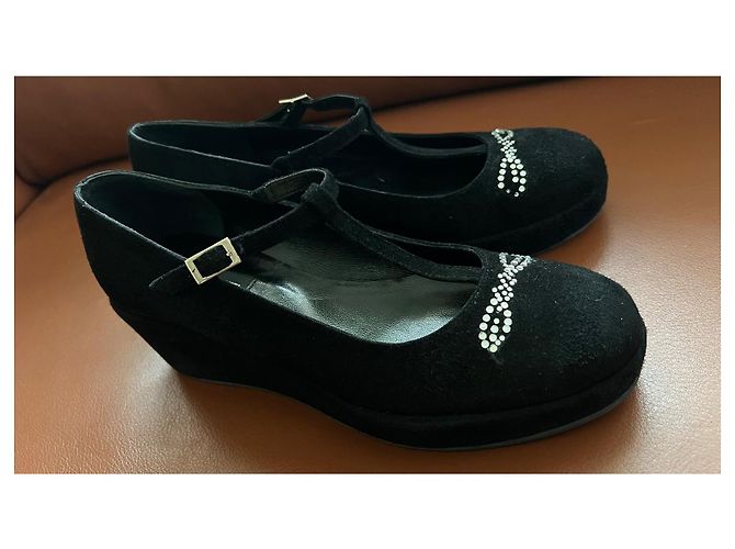 Scarpe con zeppa Sonia Rykiel in suede nero - vista 4