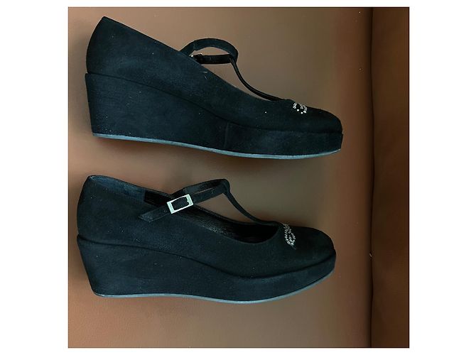 Scarpe con zeppa Sonia Rykiel in suede nero - vista 5