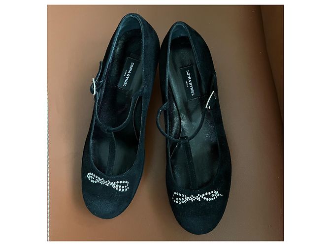 Scarpe con zeppa Sonia Rykiel in suede nero - vista 7