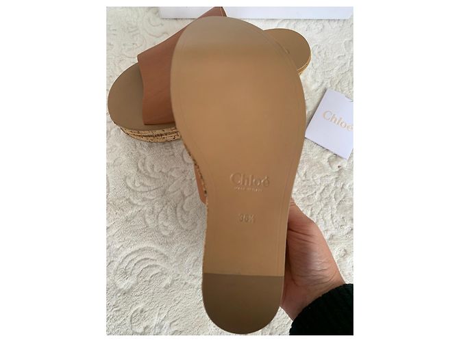 Zoccoli con zeppa Chloé in pelle - Marrone chiaro - vista 5